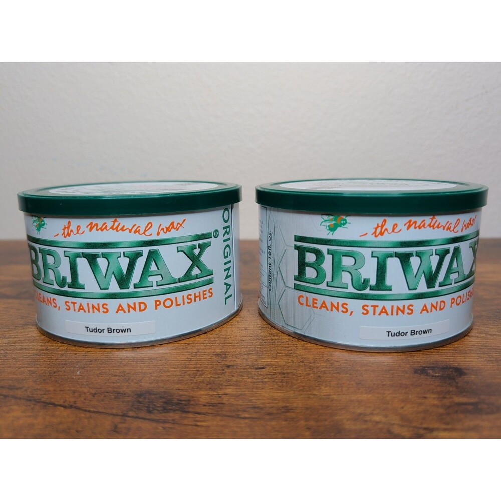 (2) Briwax Original Wood Wax Tudor Brown, 16 oz each - Cleans, Stains & Polishes